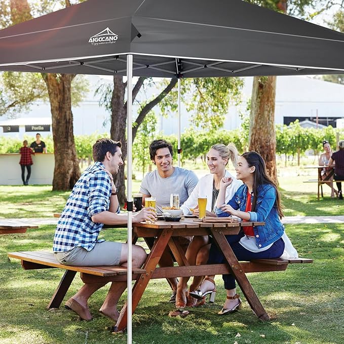 Pop up Canopy Tent,10x10 Instant Outdoor Canopy for Parties with Wheeled Bag(Grey)