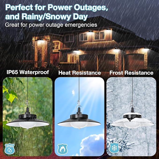 Solar Pendant Lights Outdoor,4 Heads Solar Shed Light Dimmable with Motion Sensor,Solar Powered Lights with Upgrade 5 Lighting Modes & Remote Control for Shed,Patio,Barn,Garage,Chicken Coop