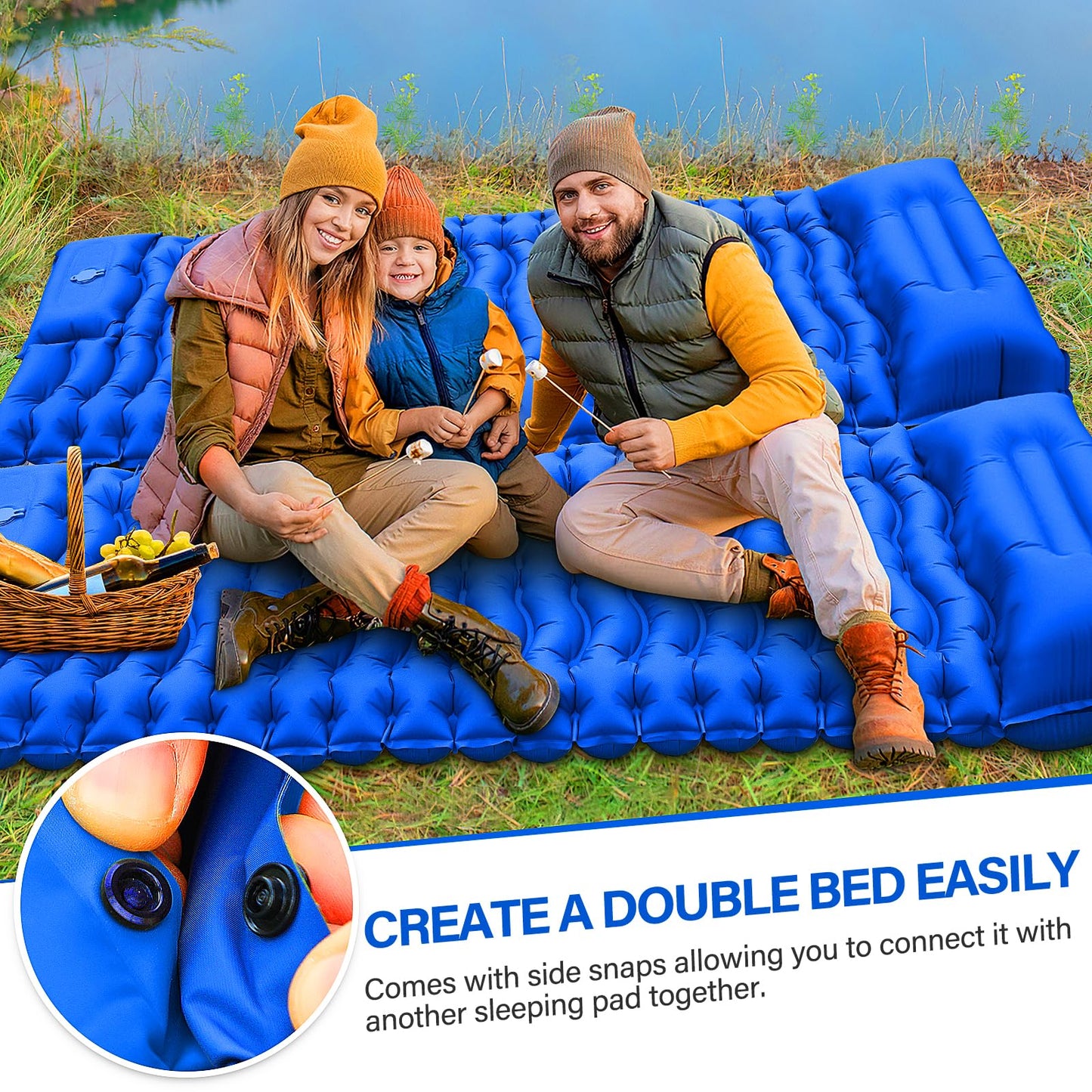 Camping Sleeping Pad, Ultralight Camping Mat with Pillow Built-in Foot Pump Inflatable Sleeping Pads Compact for Camping Backpacking Hiking Traveling - Orange