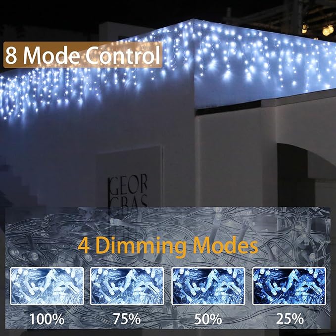 Christmas String Lights Outdoor - 49Ft/15M 640 LED 8 Modes with Remote Control and App Waterproof Christmas Lights for Patio Yard Garden Wedding Party-White