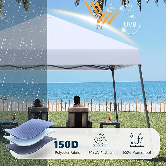 MASTERCANOPY Portable Pop Up Canopy Tent with Large Base(10x10,White)