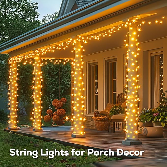 246FT 600 LED Christmas Lights Outdoor Waterproof 8 Modes String Lights for Outside Warm White Christmas Tree Lights Plug in for Outside Indoor Bedroom Wedding Party Holiday Decorations