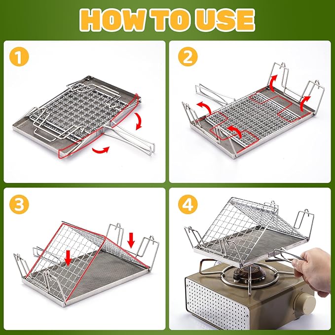 Stainless Steel Foldable Portable Camping Stovetop Toaster - Perfect for Hiking, Picnic and Outdoor Use