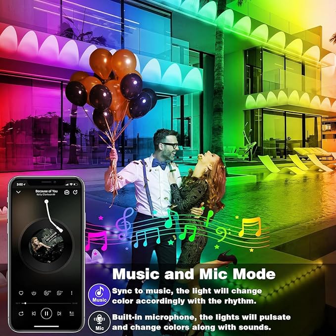 150FT Permanent Outdoor RGB Lights - IP67 Waterproof with Smart App Control Remote, DIY Scene Modes, Music Synchronization, Eaves Lights For Garden Decor, Deck, Christmas, Party, Party, Halloween,Roof