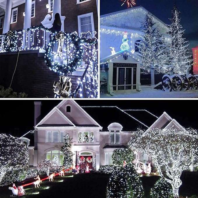 75.8 FT 200 LED Color Changing Christmas String Lights with Remote & Timer & Memory Function, 9 Lighting Modes Waterproof Twinkle Lights for Xmas Tree Holiday Party Garden (Cool White & Multicolor)