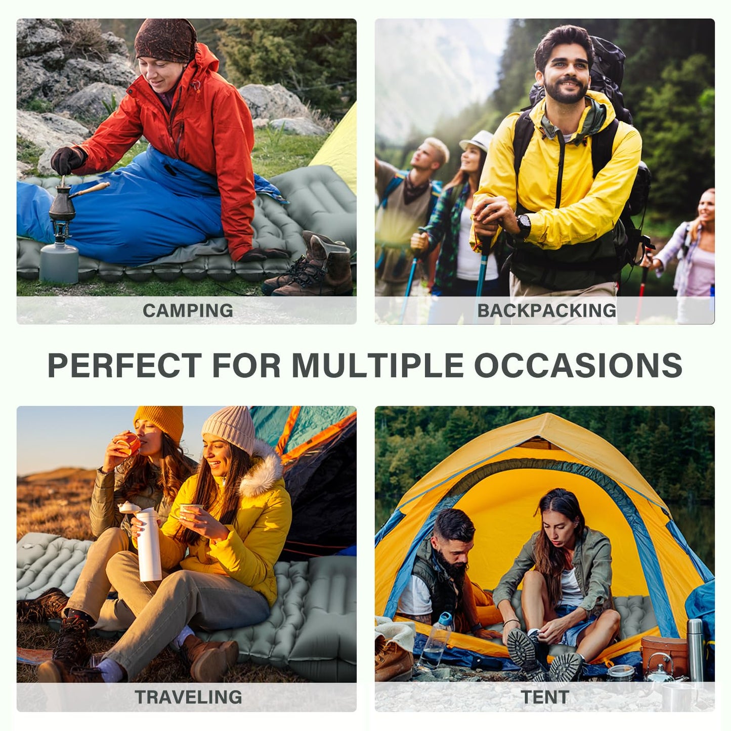 Camping Sleeping Pad, Ultralight Camping Mat with Pillow Built-in Foot Pump Inflatable Sleeping Pads Compact for Camping Backpacking Hiking Traveling - Orange