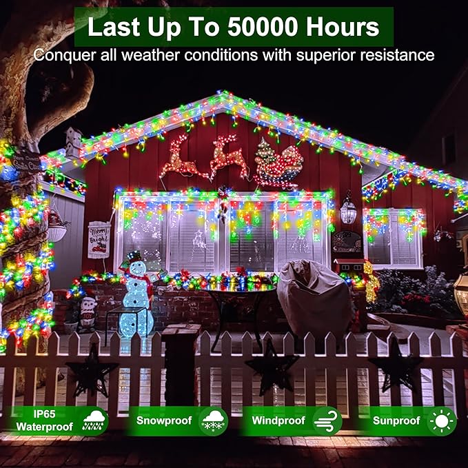 1620 LED Christmas Lights with 360 Drops,164ft 8 Modes Fairy Hanging String Lights with Time Waterproof, Plug-in Hanging String Lights for Holiday Wedding Party Christmas Decor (Multicolor)