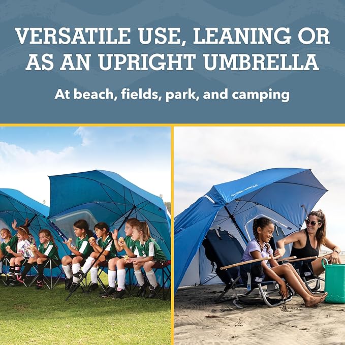 Sport-Brella Super-Brella SPF 50+ Sun and Rain Canopy Umbrella for Camping, Beach and Sports Events (8-Foot, Blue, 2-Pack)