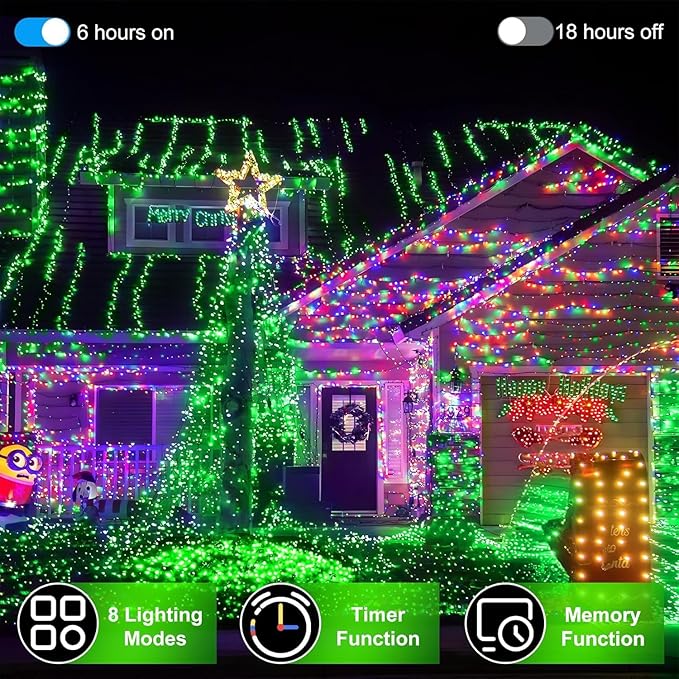 1500 LED 470FT Christmas String Lights Outdoor, 12 Pro Modes and Timer Memory & Brightness, Plug in Waterproof Clear Wire Twinkle Light for for Xmas Yard Tree Wedding Party Decor (Green)