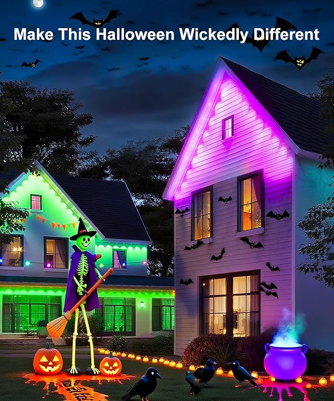150Ft Permanent Outdoor Lights,Smart RGB Outdoor Lights with Remote APP Control, IP67 Waterproof Outside Light for House for Christmas, Halloween, Holiday, Party, Daily