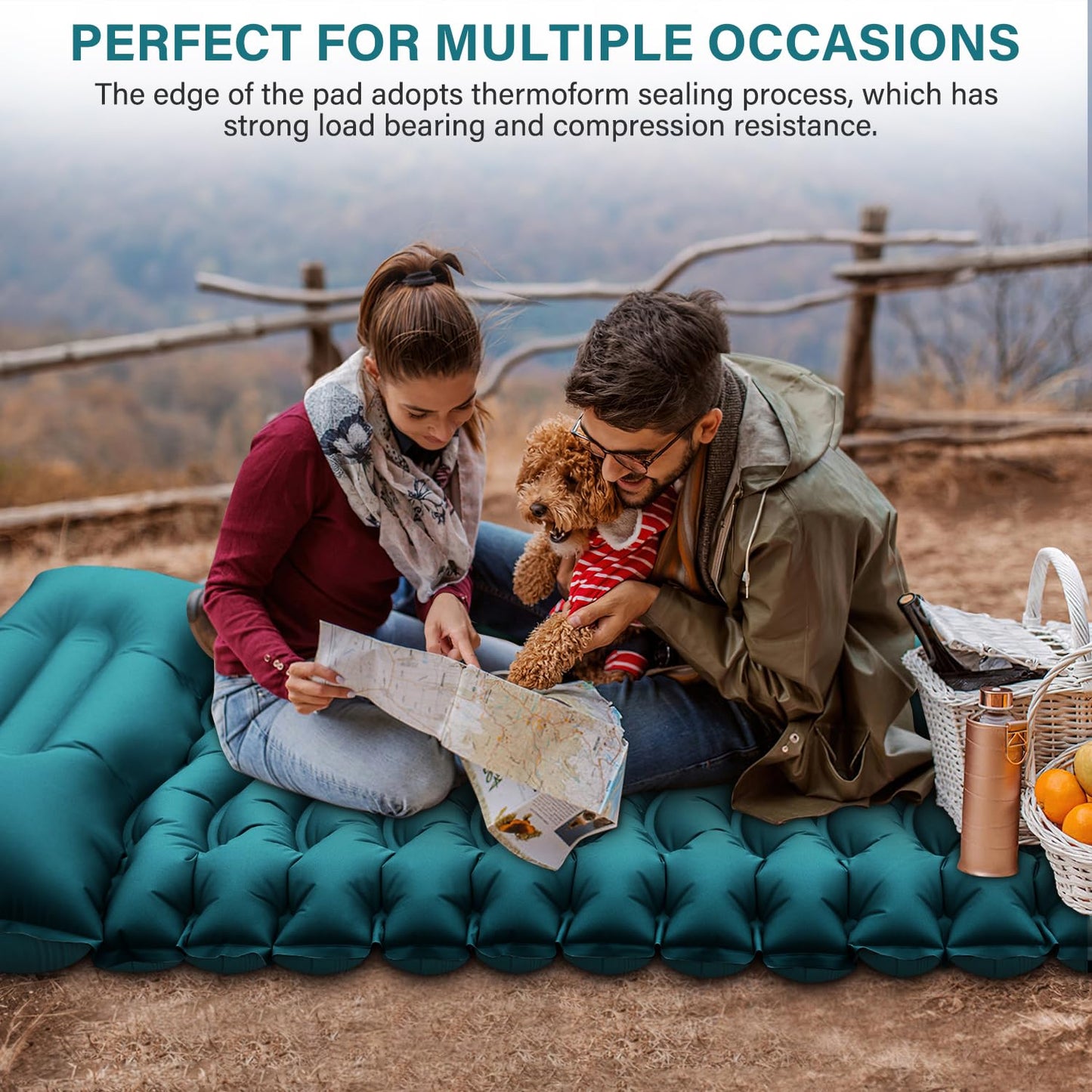 Camping Sleeping Pad, Ultralight Camping Mat with Pillow Built-in Foot Pump Inflatable Sleeping Pads Compact for Camping Backpacking Hiking Traveling - Orange
