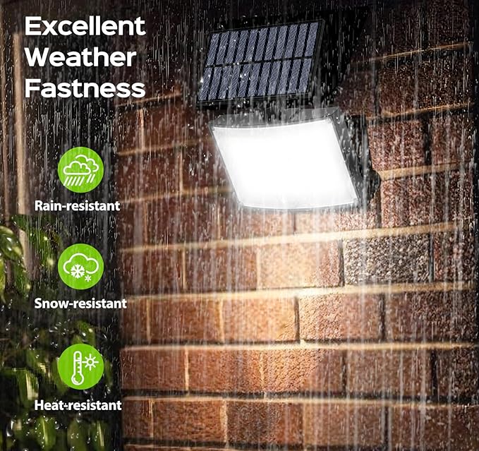 Adiding Solar Outdoor Lights, 2800LM LED Flood Lights with 16.4 Ft Cable, Remote Control Solar Motion Sensor Lights with 3 Modes, Solar Powered Security Lights for Outside Patio, Yard, Garage, 4 Pack