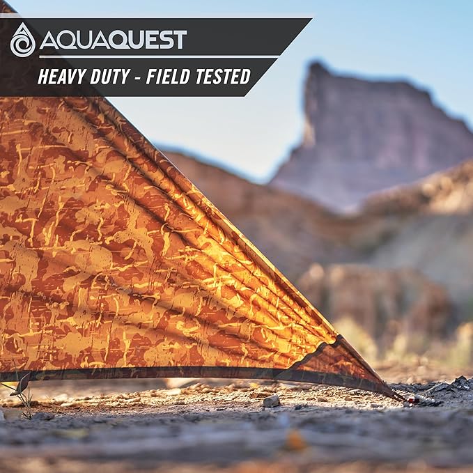 AquaQuest Defender Tarp – 100% Waterproof (20,000mm) Heavy-Duty Shelter for Camping, Bushcraft, Survival, Hammock, Basecamp, Hunting, Hiking & All-Season Use – 30 Options Available: 5 Sizes & 6 Colors