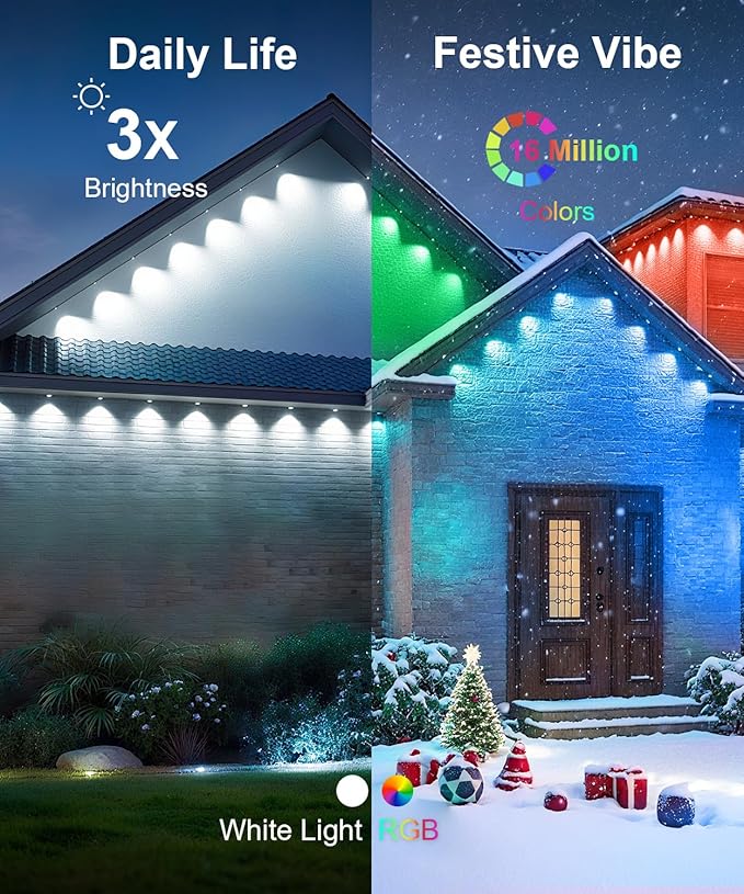 150Ft Permanent Outdoor Lights,Smart RGB Outdoor Lights with Remote APP Control, IP67 Waterproof Outside Light for House for Christmas, Halloween, Holiday, Party, Daily