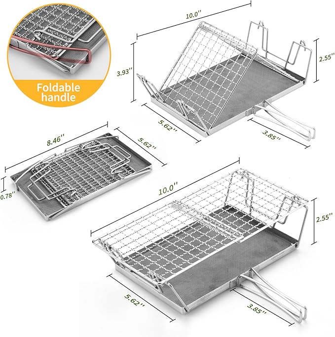 Stainless Steel Foldable Portable Camping Stovetop Toaster - Perfect for Hiking, Picnic and Outdoor Use
