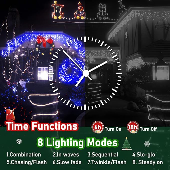 XURISEN Upgraded 403FT 1000 LED Christmas Lights Outdoor, Super Long String Lights 8 Modes & Memory Timer Plug in Fairy Lights for Home Xmas Tree Party Wedding Decor -Blue