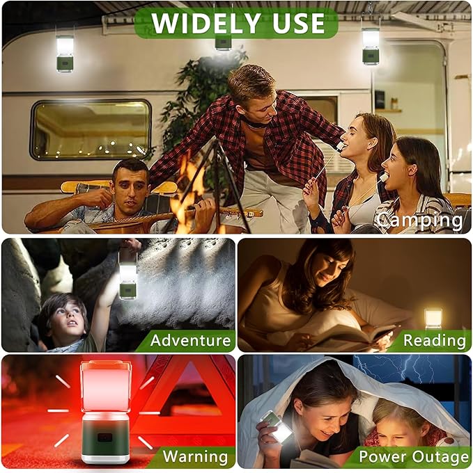 LED Camping Lantern Rechargeable, 2000LM Small Camping Lights Lantern with Redlight&20Hours Runtime&Stepless Dimming, Hurricane Emergency Lights for Power Outages, Waterproof, Camping Essentials,6pcs