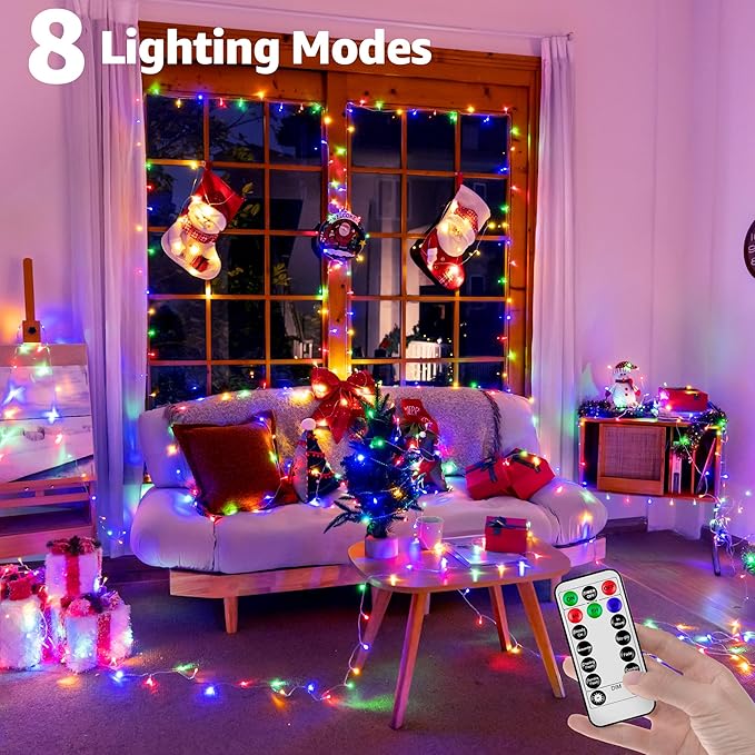 328 FT 1000 LED Christmas Lights Outdoor, 8 Lighting Modes String Lights with Remote, Christmas Light for Outside Wedding Party Classroom Holiday Decor(Multicolor)