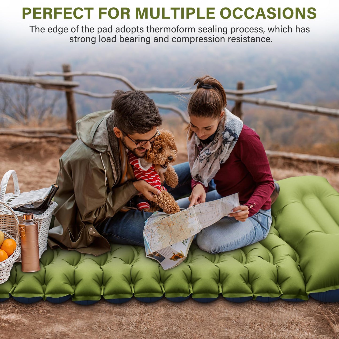 Camping Sleeping Pad, Ultralight Camping Mat with Pillow Built-in Foot Pump Inflatable Sleeping Pads Compact for Camping Backpacking Hiking Traveling - Orange