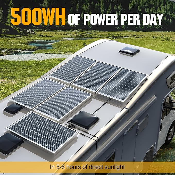 SOLPERK 100 Watt Solar Panel 12 Volt, 100W Solar Panel High-Efficiency Monocrystalline Solar Panels for Home, RV, Camping, Marine, Rooftop, Off-Grid Applications