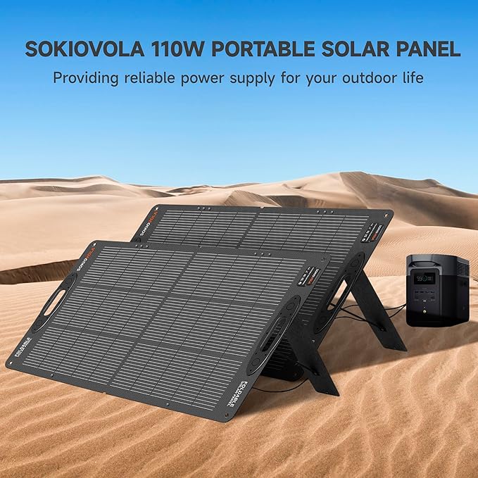 N-Type 16BB 110W 18V Portable Solar Panel Kit,Portable Foldable Solar Panel,NextGen Solar Cell Up to 25% Conversion Rate,ETFE IP68 Waterproof & Dustproof for Power Station Outdoor Camping