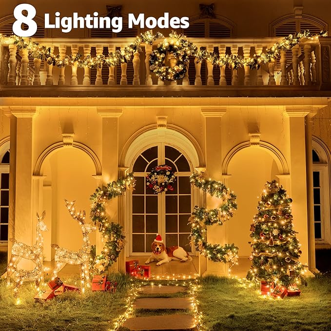 196 FT 600 LED Christmas Lights Outdoor Waterproof, Warm White Christmas Lights with Remote, String Lights for Xmas Party Classroom Wedding Holiday Decor