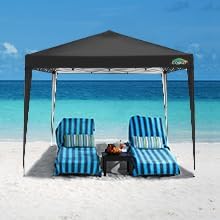 COBIZI 10x10 Pop Up Canopy Tent with 4 Sandbags, Easy Set Up Tent, Instant Outdoor Sun Shelter Canopy with 8 Stakes,4 Ropes&Carry Bag, Tents for Parties, Beach, Backyard,Camping(Black