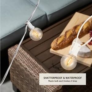 400FT White String Lights for Outside with 200+8 Extral LED G40 Bulbs Globe String Lights White Cord for Patio Pergola Gazebo Wedding Decoration, 4 x 100FT Connectable