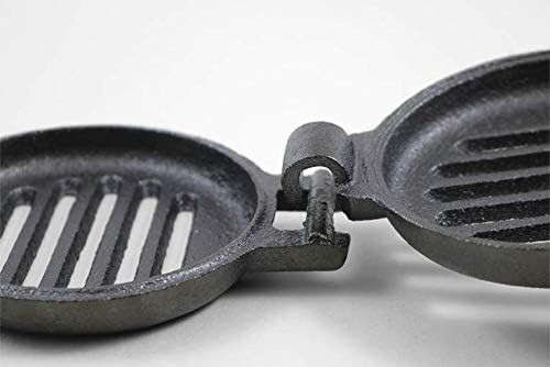 Coghlan's Pre-Seasoned Cast Iron Broiler with Removable Handles, Break-Apart Hinge – Ideal for Grilling Burgers, Steaks, and Roasting Vegetables Over Campfires or BBQs – Compact and Easy to Clean