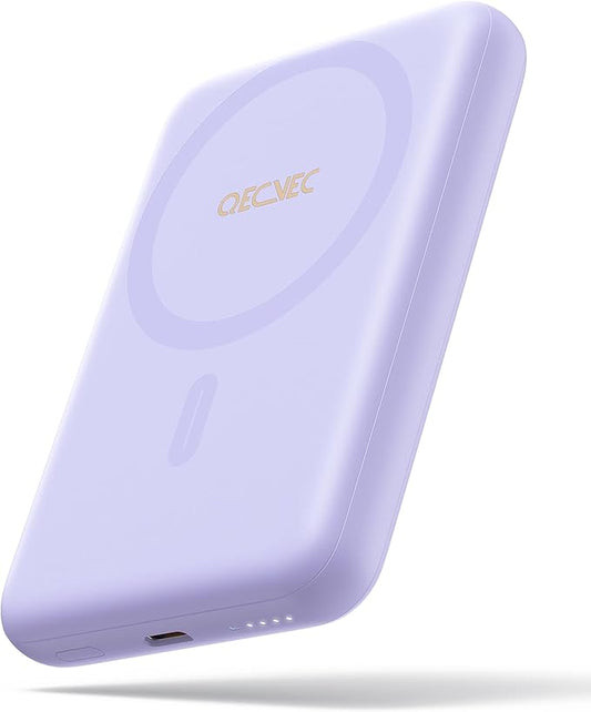 Magsafe Portable Charger, Ultra-Slim 10,000mAh Magnetic Wireless Portable Charger, PD 20W Fast Charging Power Bank, Magsafe-Compatible Battery Pack for iPhone Series (Purple)