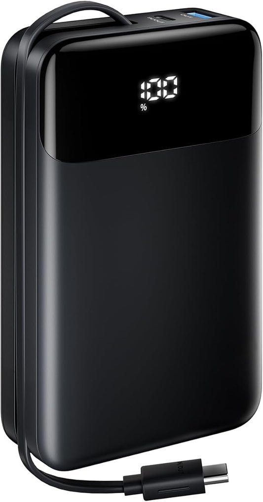Power Bank,20000mAh 22.5W High-Speed Portable Phone Charger with Built-in USB-C Cable,PD 3.0+QC 3.0 Batterry Pack Compatible with iPhone 16/15/14 Series,Android,Switch,iPad,and More.