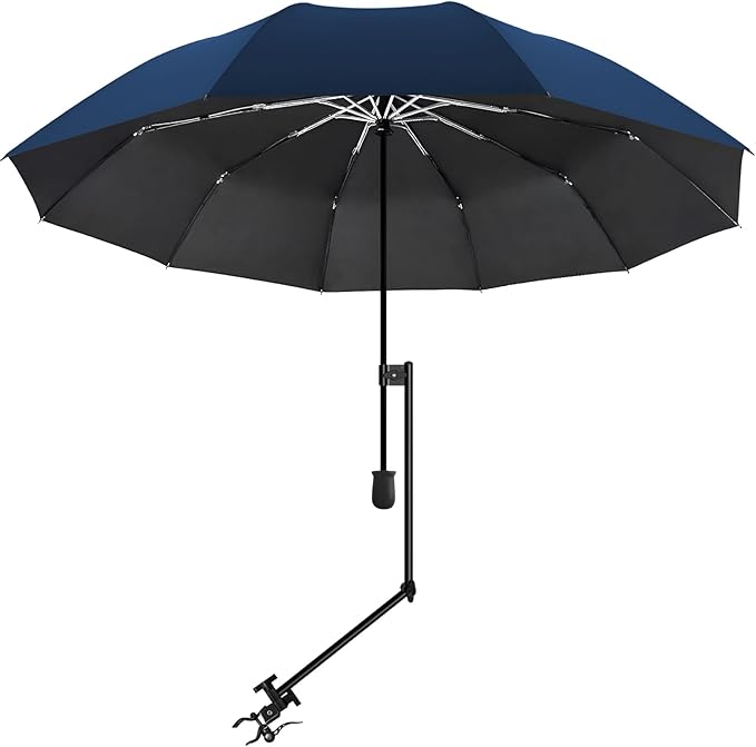 UPF 50+ Beach Umbrella with Adjustable Universal Clamp
