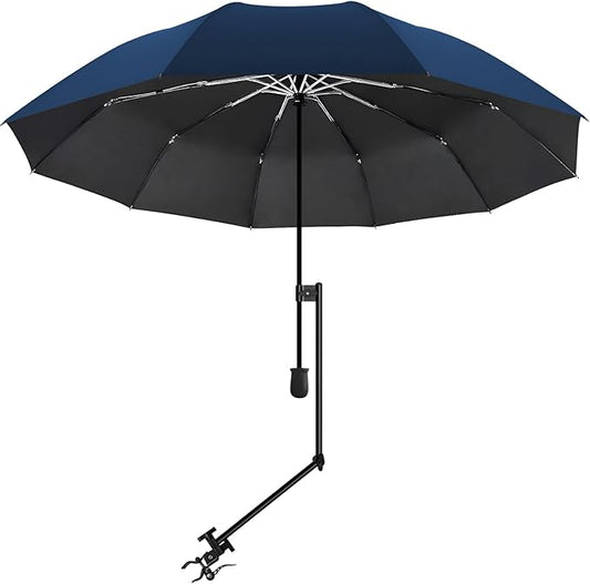 UPF 50+ Beach Umbrella with Adjustable Universal Clamp