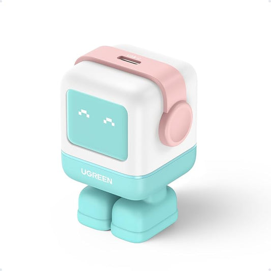 UGREEN Uno 30W USB C Charger Block, Compact Nexode Robot GaN Fast Charger for iPhone 16/15/14, Galaxy S25/S24/S23, Pixel 9/8/7, MacBook Air, iPad Pro (Pink Blue)