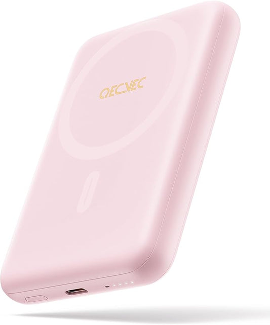 Magsafe Portable Charger, Ultra-Slim 10,000mAh Magnetic Wireless Portable Charger, PD 20W Fast Charging Power Bank, Magsafe-Compatible Battery Pack for iPhone Series (Pink)