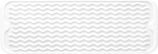 Silicone Dish Drying Mat for Multiple Usage,Easy clean,Eco-friendly,Heat-resistant Silicone Mat for Kitchen Counter,Sink,Bar,Bottle,or Cup White M 17 inches x 6 inches