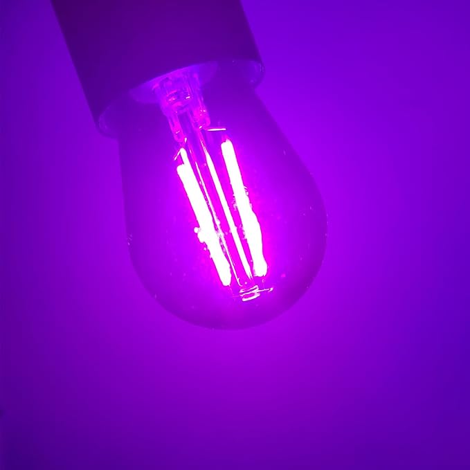 Purple Light Bulbs Plastic 2 Watt S14 LED Replacement Bulbs for Indoor Outdoor String Lights, Shatterproof Waterproof E26 Base Filament Edison Christmas Halloween Light Bulbs,15 Pack