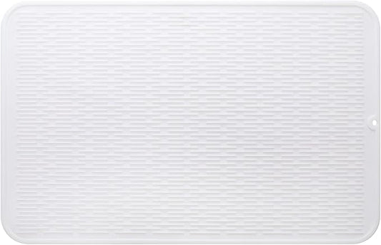 Silicone Dish Drying Mat for Multiple Usage,Easy clean,Eco-friendly,Heat-resistant Silicone Mat for Kitchen Counter or Sink,Refrigerator or Drawer Liner White 3XL 28 inches x 18 inches