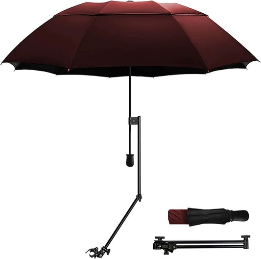 UPF 50+ Golf Umbrella with Adjustable Universal Clamp, Portable Umbrellas for Rain, Manual Open & Close, for Beach Chair, Golf Cart, Stroller, Bleacher, Patio
