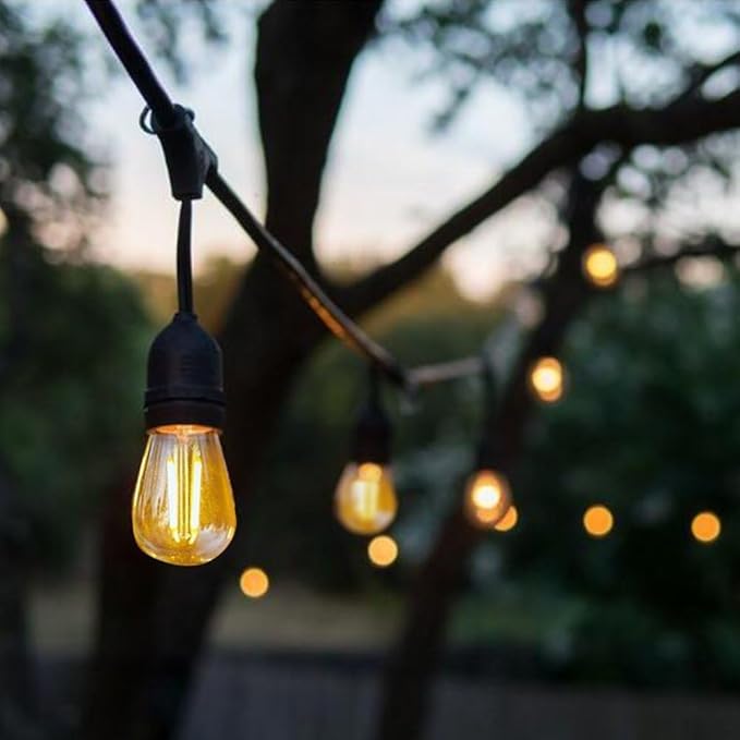 Lightdot LED Outdoor String Lights 96FT Patio Lights with 60 Shatterproof S14 Vintage Edison Bulbs, Outside Hanging Light Waterproof for Porch, Deck, Garden, Backyard, Balcony, Dimmable- ETL Listed
