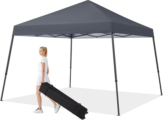 MASTERCANOPY Portable Pop Up Canopy Tent with Large Base (10x10,Dark Gray)