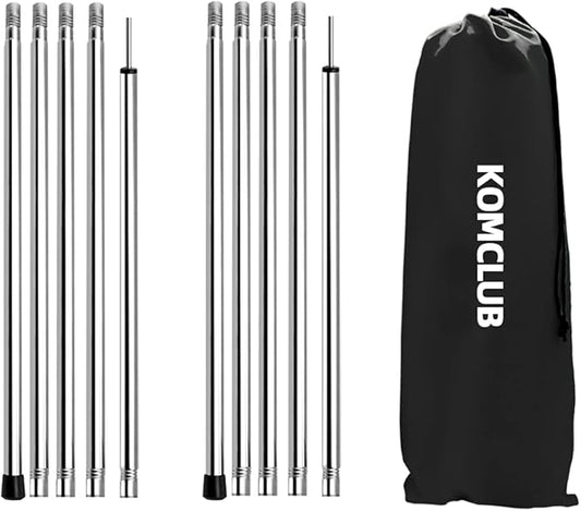 KOMCLUB Adjustable Tent Poles - Heavy Duty Stainless Steel, Lightweight, 78" Collapsible Telescoping Camping Poles Set of 2 for Tarp, Awning, Tent, Hiking Tarp Shelter
