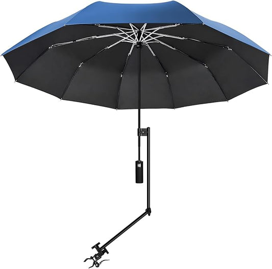 UPF 50+ Beach Umbrella with Adjustable Universal Clamp