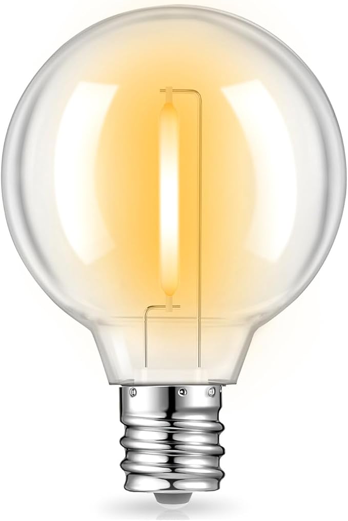 G40 LED Replacement Light Bulbs for String Lights, Dimmable E12 Base Shatterproof Bulbs, 0.6W Equal to 5W, Warm White 2200K, 15 Pack, Not Solar