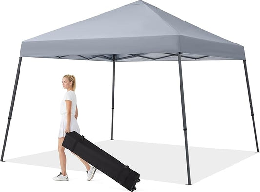 MASTERCANOPY Portable Pop Up Canopy Tent with Large Base (10x10,Light Gray)
