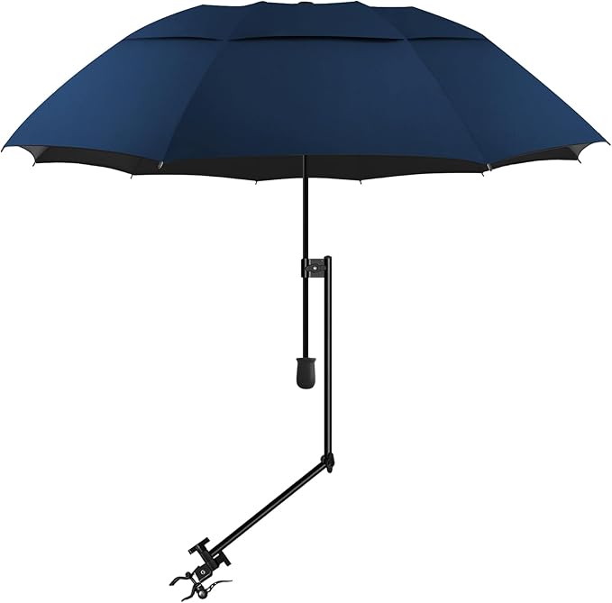 UPF 50+ Beach Umbrella with Adjustable Universal Clamp