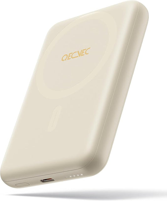 Magsafe Portable Charger, Ultra-Slim 10,000mAh Magnetic Wireless Portable Charger, PD 20W Fast Charging Power Bank, Magsafe-Compatible Battery Pack for iPhone Series (Beige)