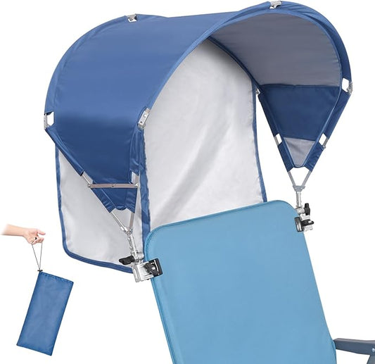 Universal Chair Umbrella Canopy, UPF 50+ Sun Shade with Adjustable Clamp Clip for Beach Chair, Outdoor Camping Chair, Sports Chair, Lawn Chair, Tanning Chair, Zero Gravity Chair, Navy 2 Pack