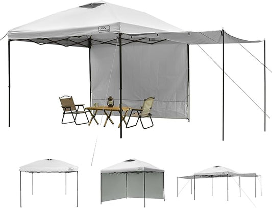 KAMPKEEPER 10x10 Easy Pop Up Canopy Tent with 2 Sidewalls, Instant Outdoor Shade Shelter with 2 PCS Removable 10FT Sun Walls, Quick Setup Waterproof and UV-Resistant for Patio, Camping, Backyard