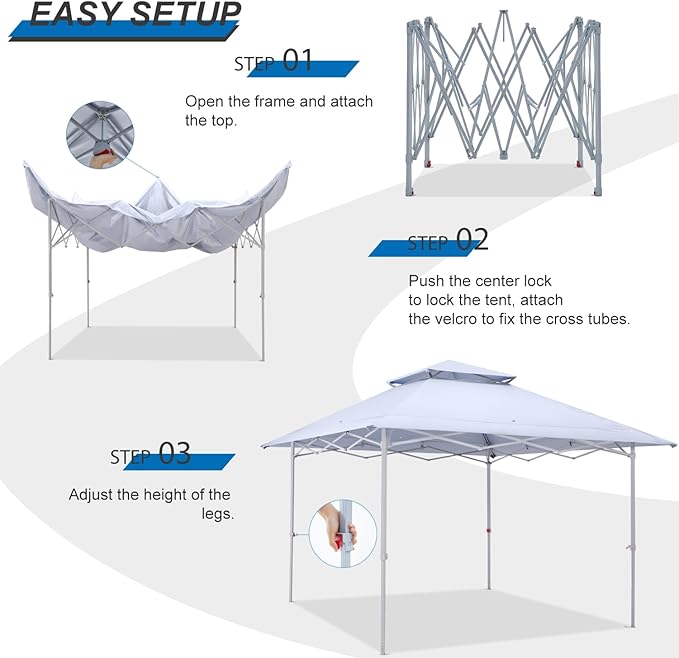 MASTERCANOPY 13x13 Pop-Up Canopy Tent Instant Shelter Outdoor Canopy with Wheeled Bag (White)